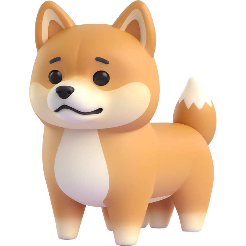 shiba inu standing, sad emoji