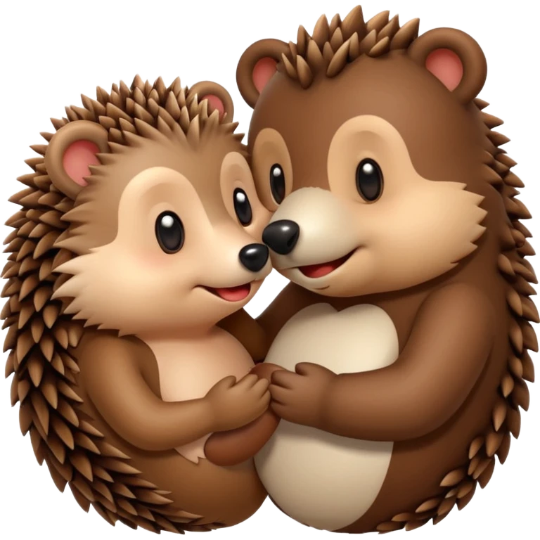 Hedgehog kissing bear emoji