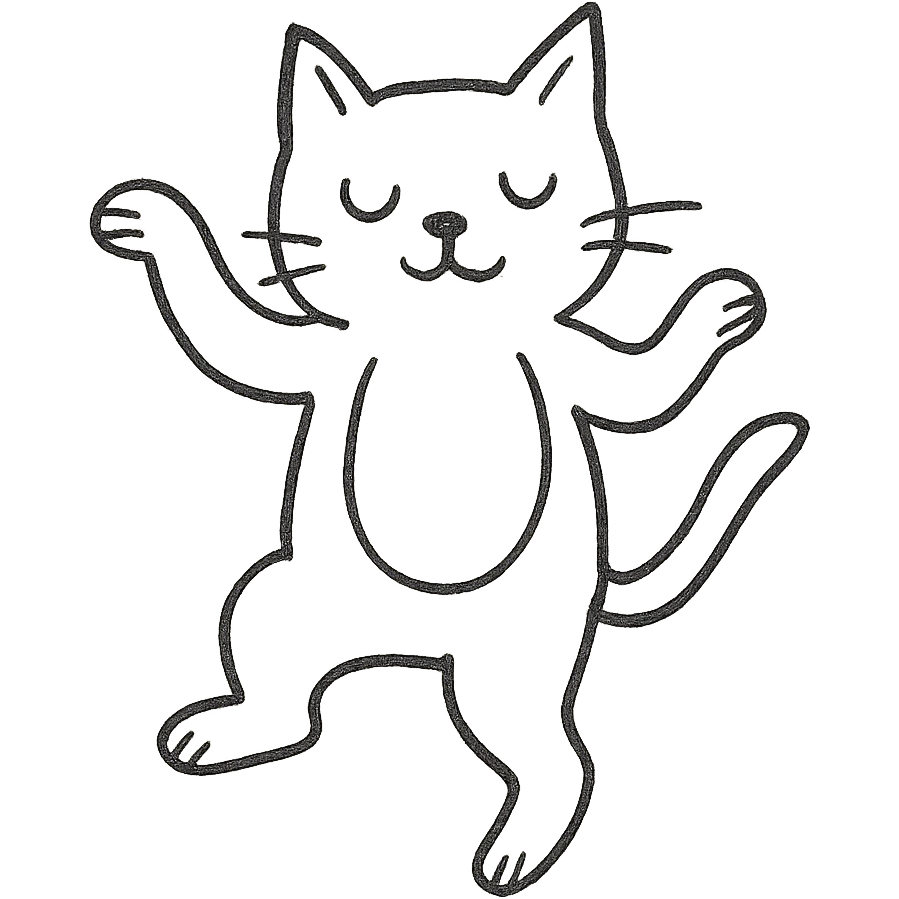 A grey cat with a white breast is dancing emoji