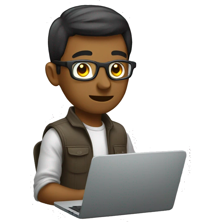 Programmer use laptop with code emoji