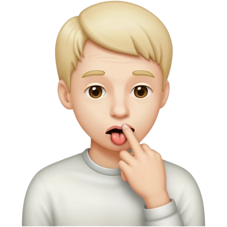 finger bent over mouth and tongue sticking out emoji