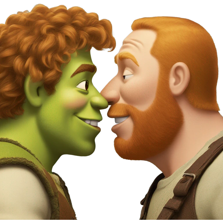 shrek kissing ginger guy emoji