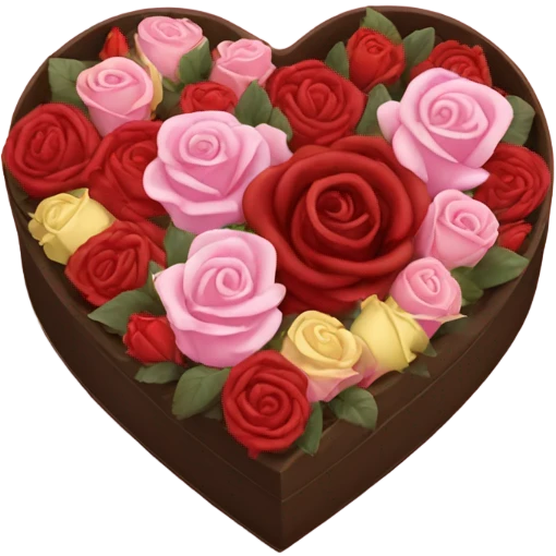 heart chocolate box with roses emoji