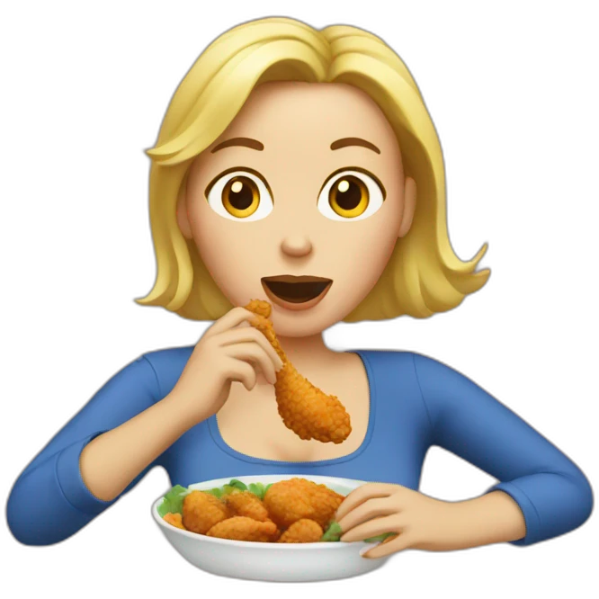 white women eating chicken emoji