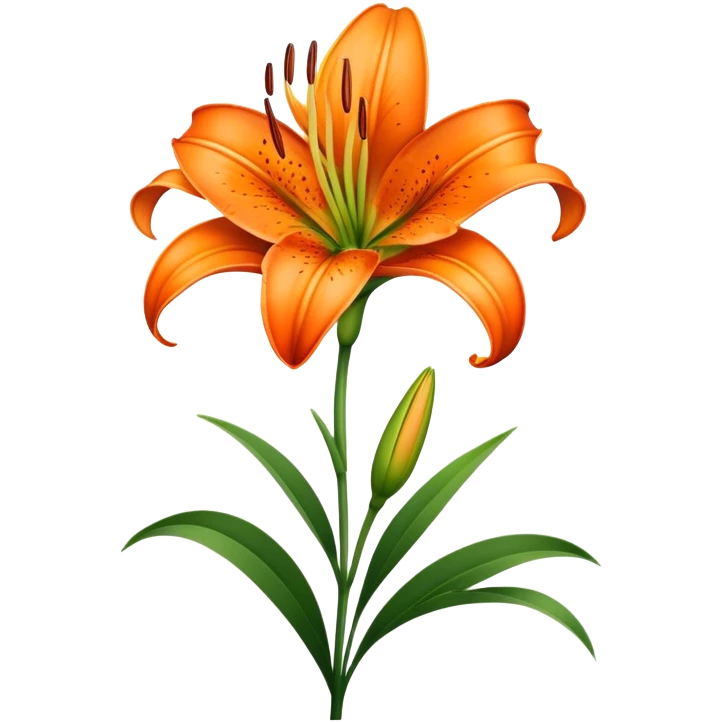 single Vibrant Orange Lily, straight stem emoji