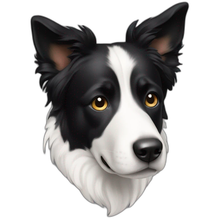 dog, short-hair, black-hair, white-chest, white-stripe-down-snout, black-face, black-head, border-collie, mcnab emoji