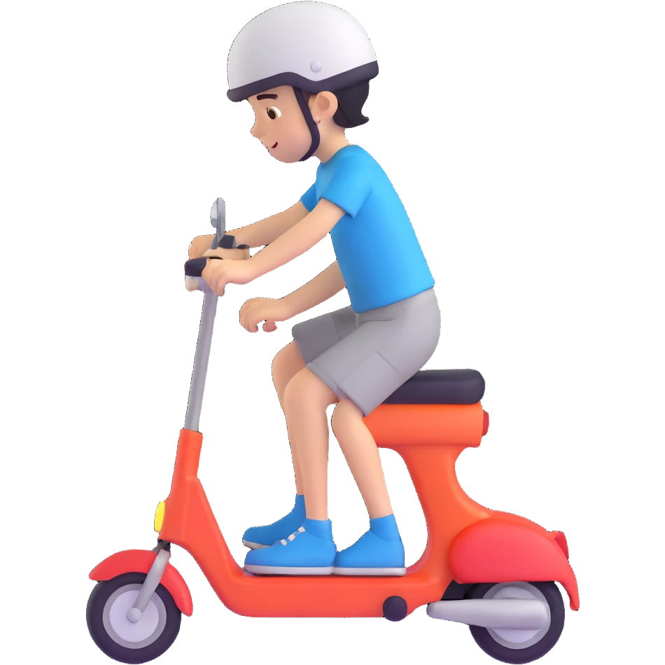 a boy riding a scooter emoji