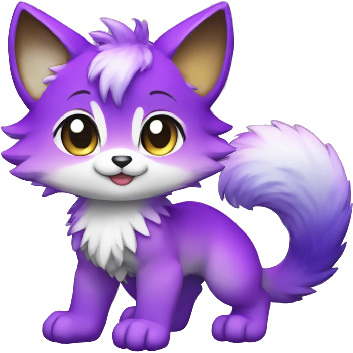 shiny, colorful, purple, gradient, Kemono-style, Chibi, Anthro-Fur-Sona-Fakémon, Full Body emoji