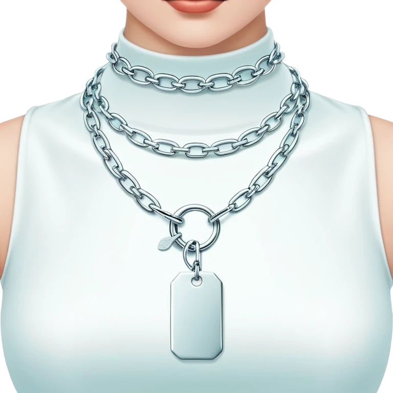 Tiffany big chain silver tag choker necklace “return to Tiffany” emoji