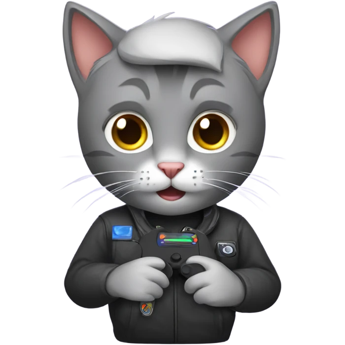 gray cat gamer emoji