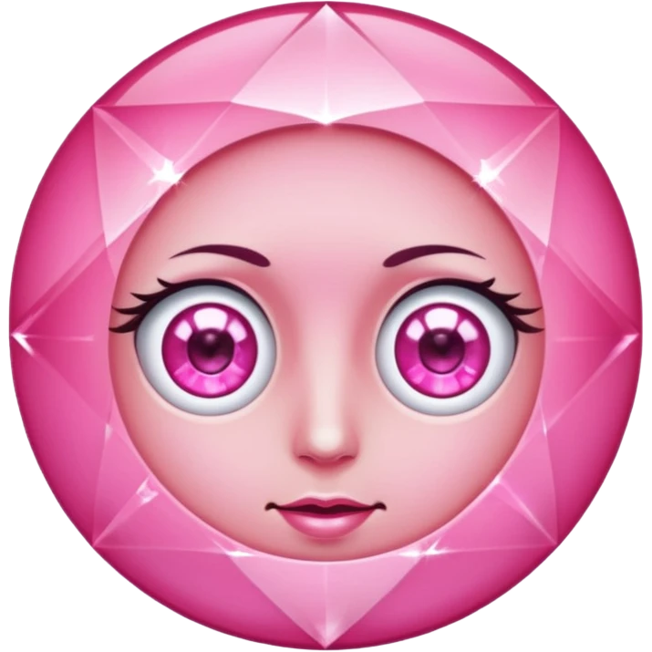 pink diamond with eyes, no nose, shiny and beautiful emoji