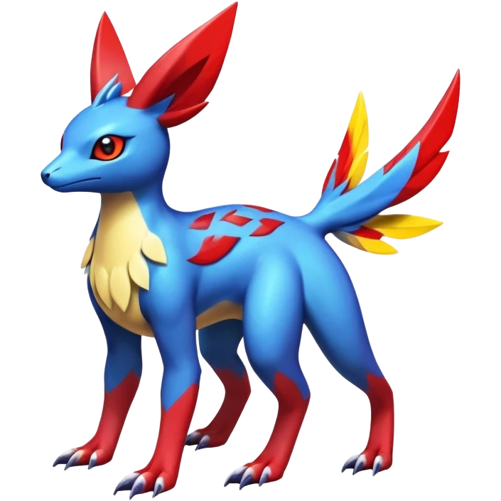  Cute Shiny Exotic Colorful Guilmon-Latias-Koraidon-Umbreon-Fakémon-hybrid-creature (full body)  emoji