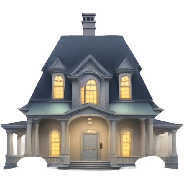 A very large house with a large door wide open, inside is a letter emoji