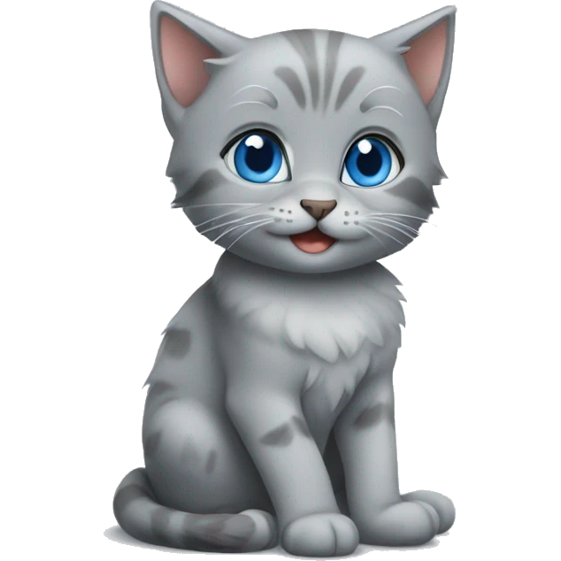 blue eyes grey kitten happy birthday  emoji