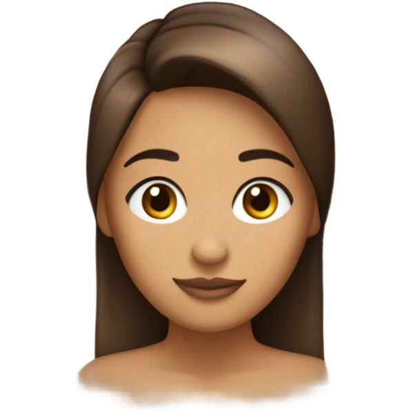 Chica pelo castaño piel morena clara ojos rasgados y cafés emoji