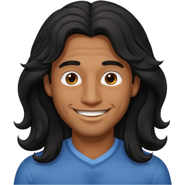 Männlich, lange gewellte schwarze Haare, braune Haut  emoji