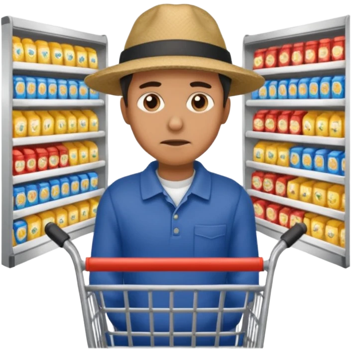 A man with an empty supermarket cart emoji