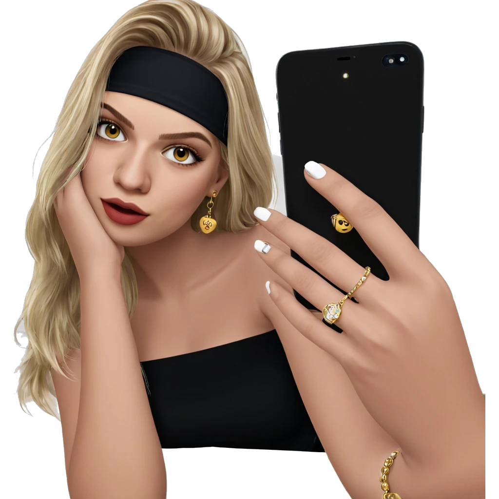 blonde girl with jewelry phone emoji
