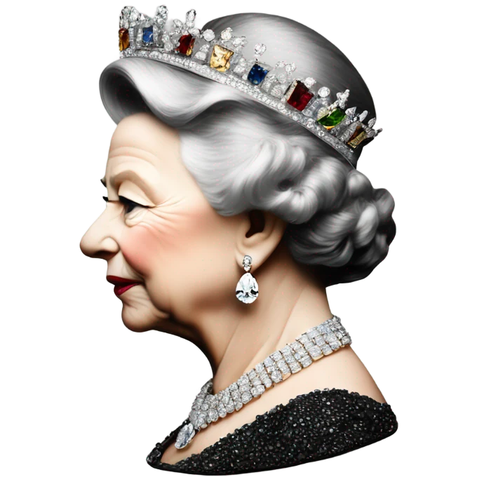 queen elizabeth side profile as a jewelled pendant emoji