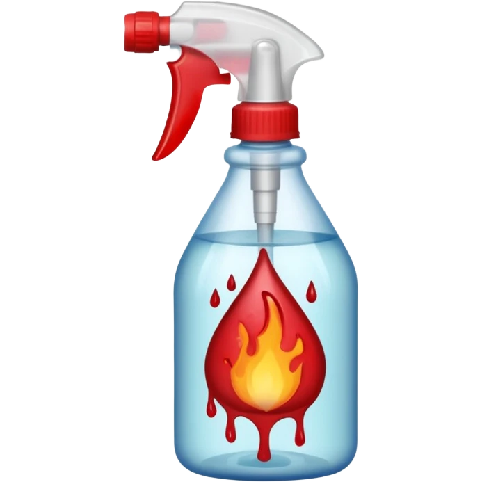 a spray bottle spritzing onto a burn wound. emoji