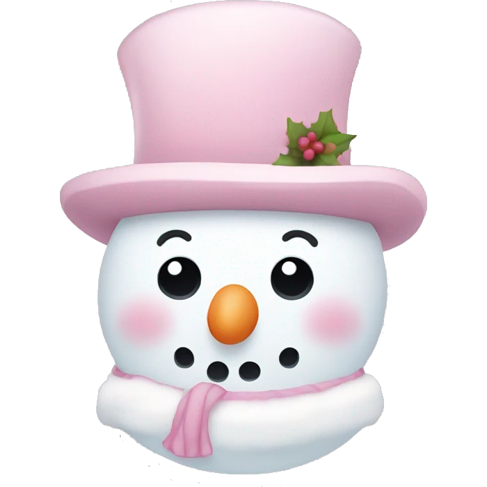 Cute white and light pink snowman emoji