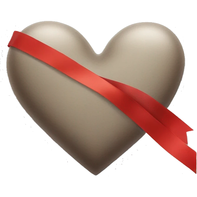 Grayish brown heart with red ribbon emoji