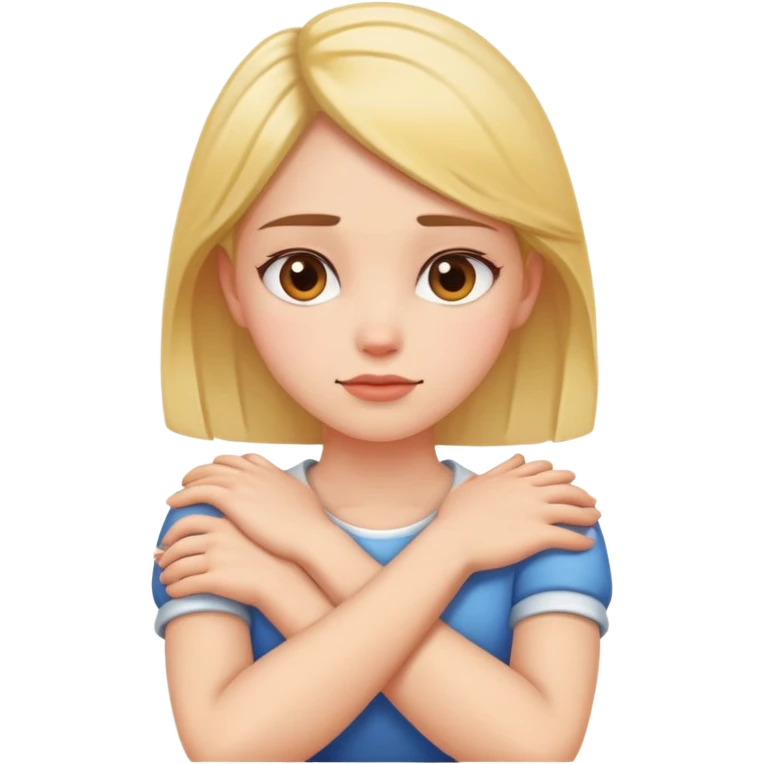 Arms crossed holding neck girl emoji