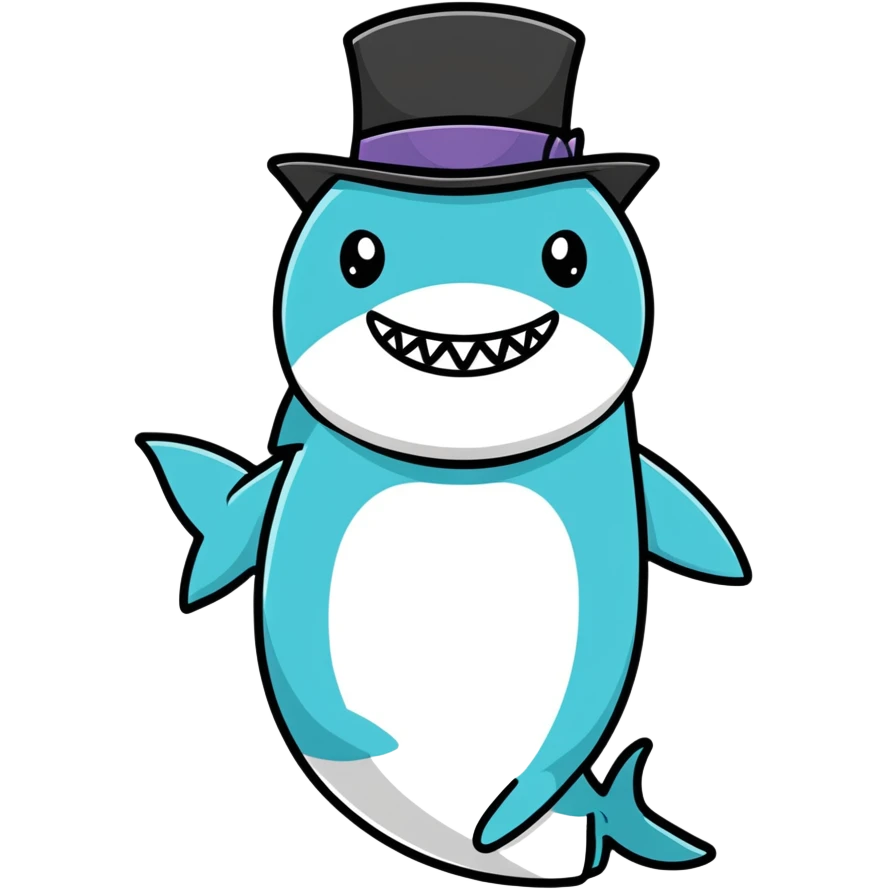 Shark with a top hat emoji