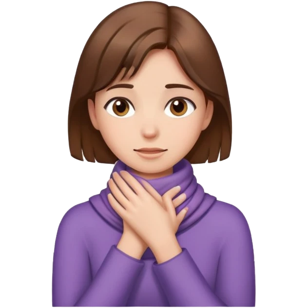  A girl with brown hair has Hands wrapped around neck emoji