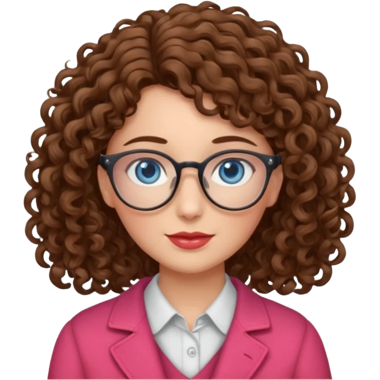 teacher blue eyes glasses curly brown hair long kind valentine emoji