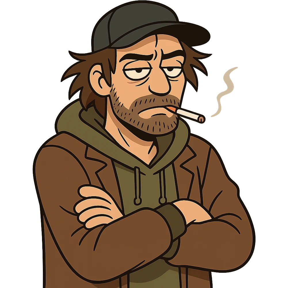 flat-toon style streetwise character inspired by 'bastard munchen' emoji