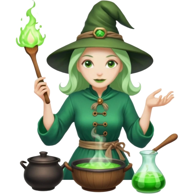 green witch cooking potion emoji
