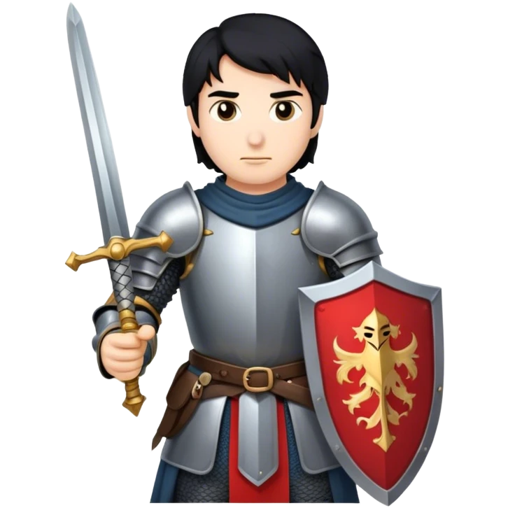 knight with sword. black hair emoji