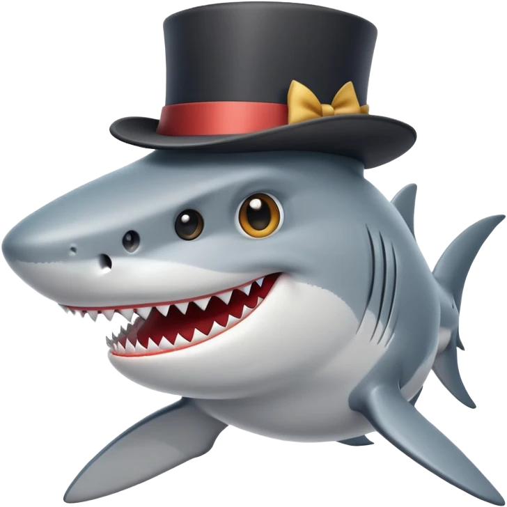 Shark with a top hat emoji
