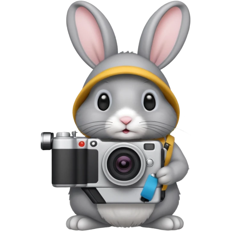 gray rabbit white camera emoji