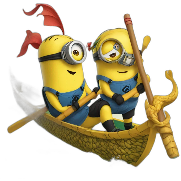 Minions on dragon boat  emoji