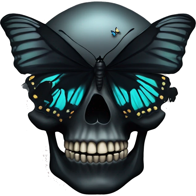 black skull with butterfly emoji