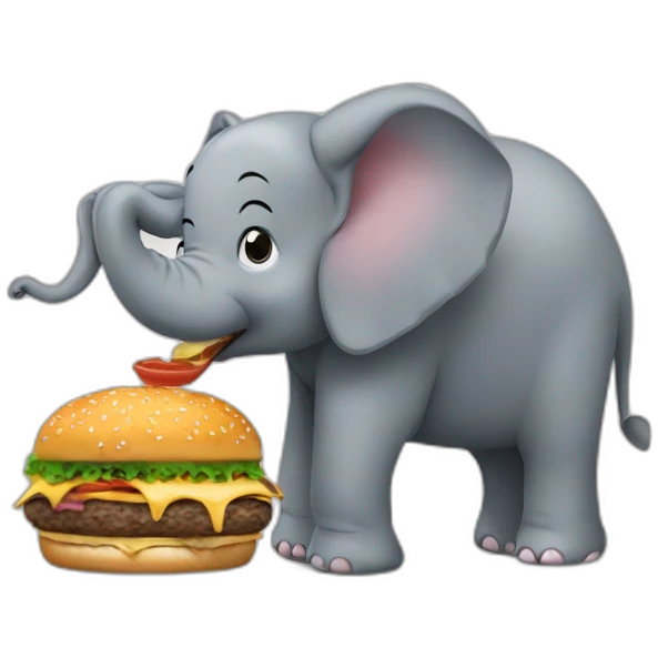 Elephant eating a burguer emoji