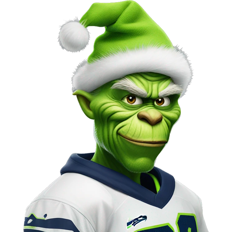The grinch in Seahawks gear emoji