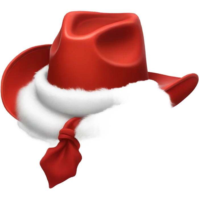 red cowboy hat that mimics the style of a Santa hat that is red with white fur trim emoji