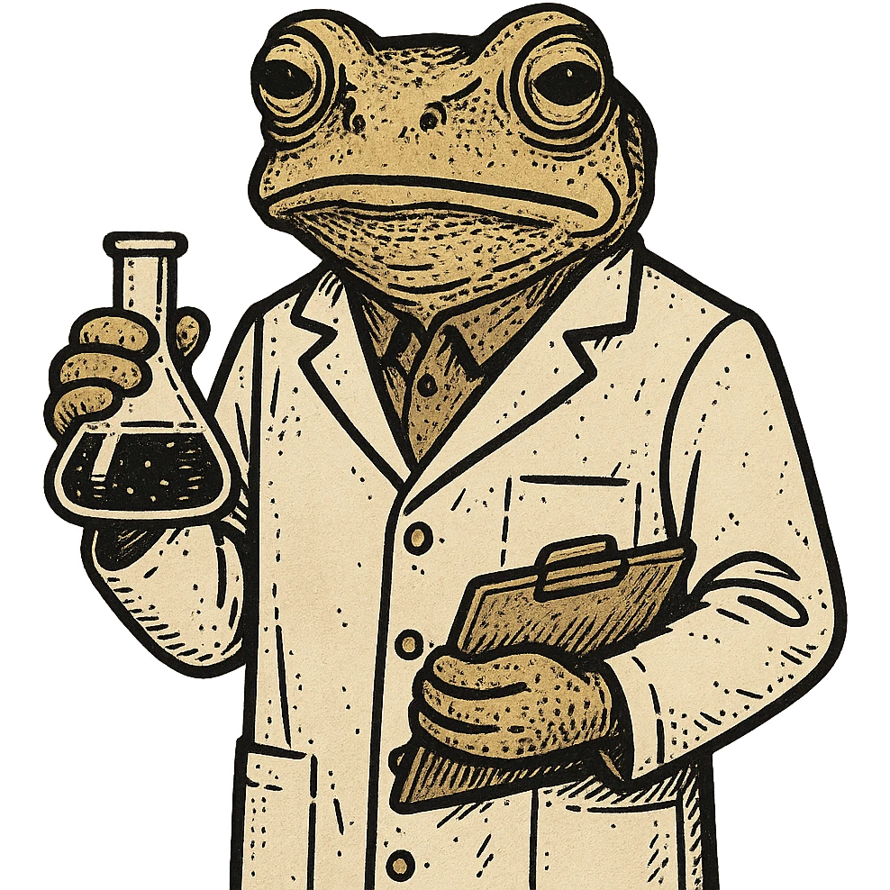A researcher in a white coat, Bufo style emoji