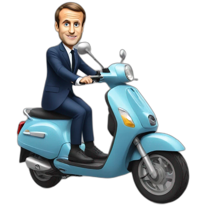 Emmanuel Macron on a scooter emoji