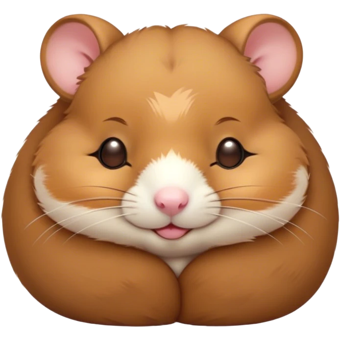 Meme-Worthy Cute Sleeping Brown Hamster Portrait Emoji, Head resting peacefully with a contented smile, showcasing a delightfully compact build and a luxuriously soft rich brown fur, eyes shut in a serene nap, Simplified yet hilariously adorable features, highly detailed, glowing with a soft, drowsy light, high shine, relaxed and utterly lovable, stylized with an air of playful laziness, bright and heartwarming, soft glowing outline, capturing the essence of a comically sleepy hamster, so meme-worthy it feels like it could instantly become the next viral sensation of adorable slumber! emoji