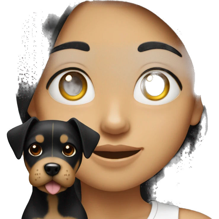 A girl with black hair holding a Toterrier dog. emoji
