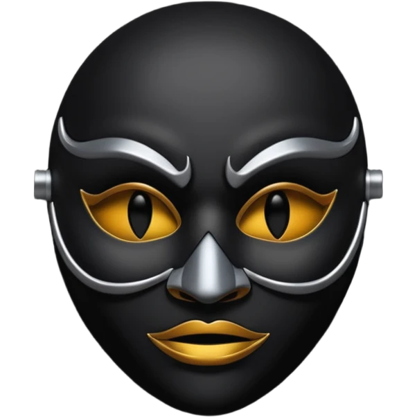 Minimal emoji, gothic mask forged from matte black leather, emotionless expression, smooth heavy surface, subtle leather texture, deep shadows, no glow, no neon, flat emoji style, centered emoji