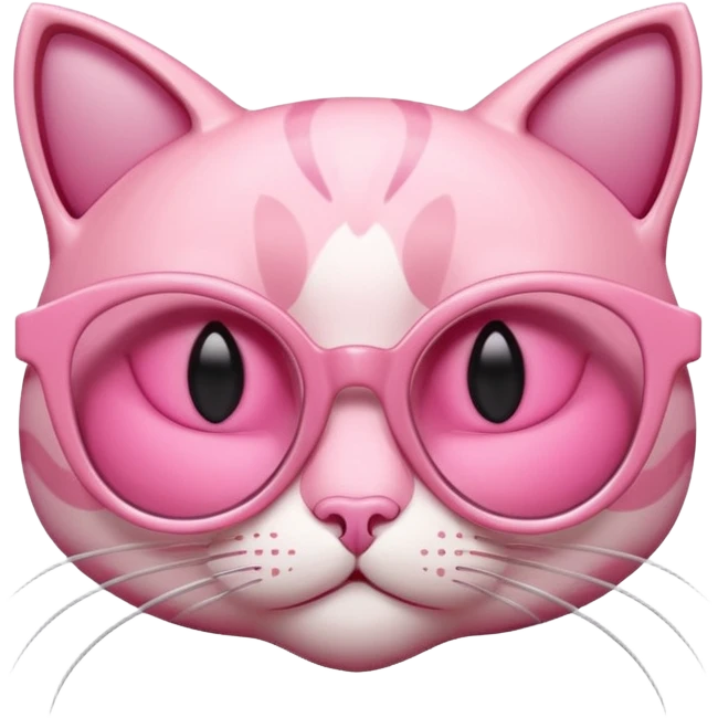 A 3D cartoon rose-pink cat-eye shaped spectacle, glossy curved frame, soft reflections, isolated on plain background. only glasses. emoji