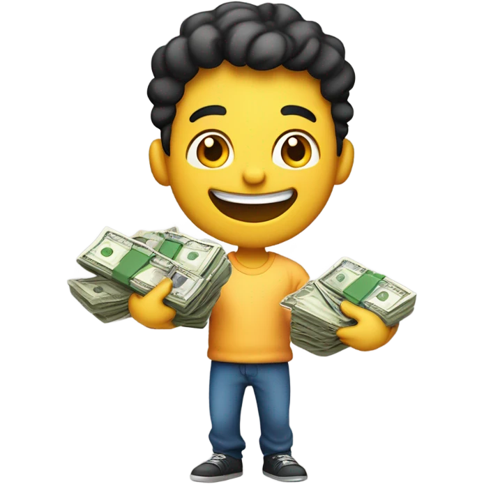 happy moments of a boy with money  emoji