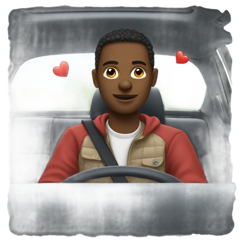 casual portrait in car interior with hearts  emoji