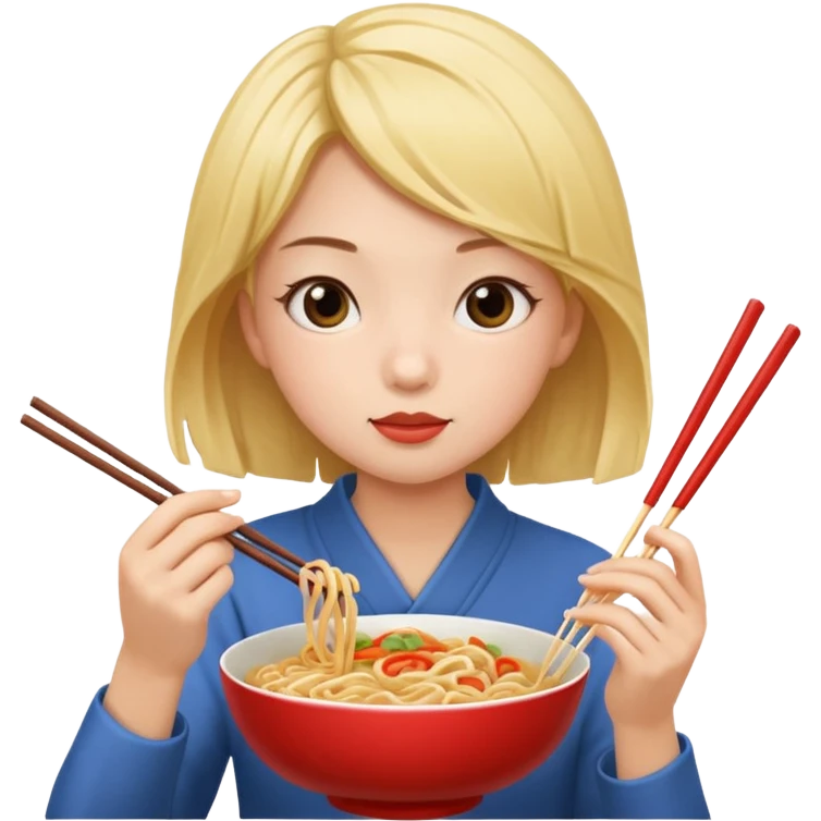 Show me a girl eating noodles  emoji