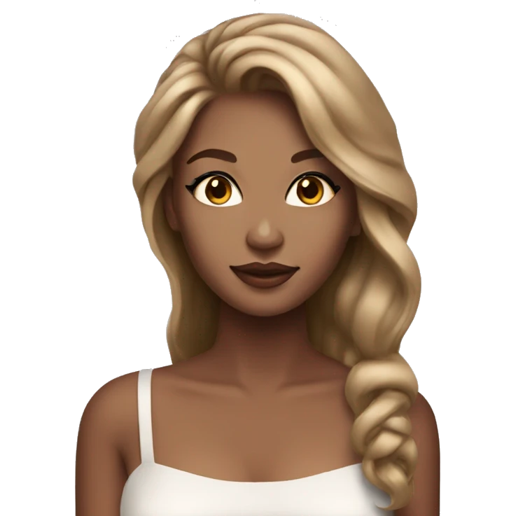 Glamorous gorgeous girl with light brown hair makeup  emoji
